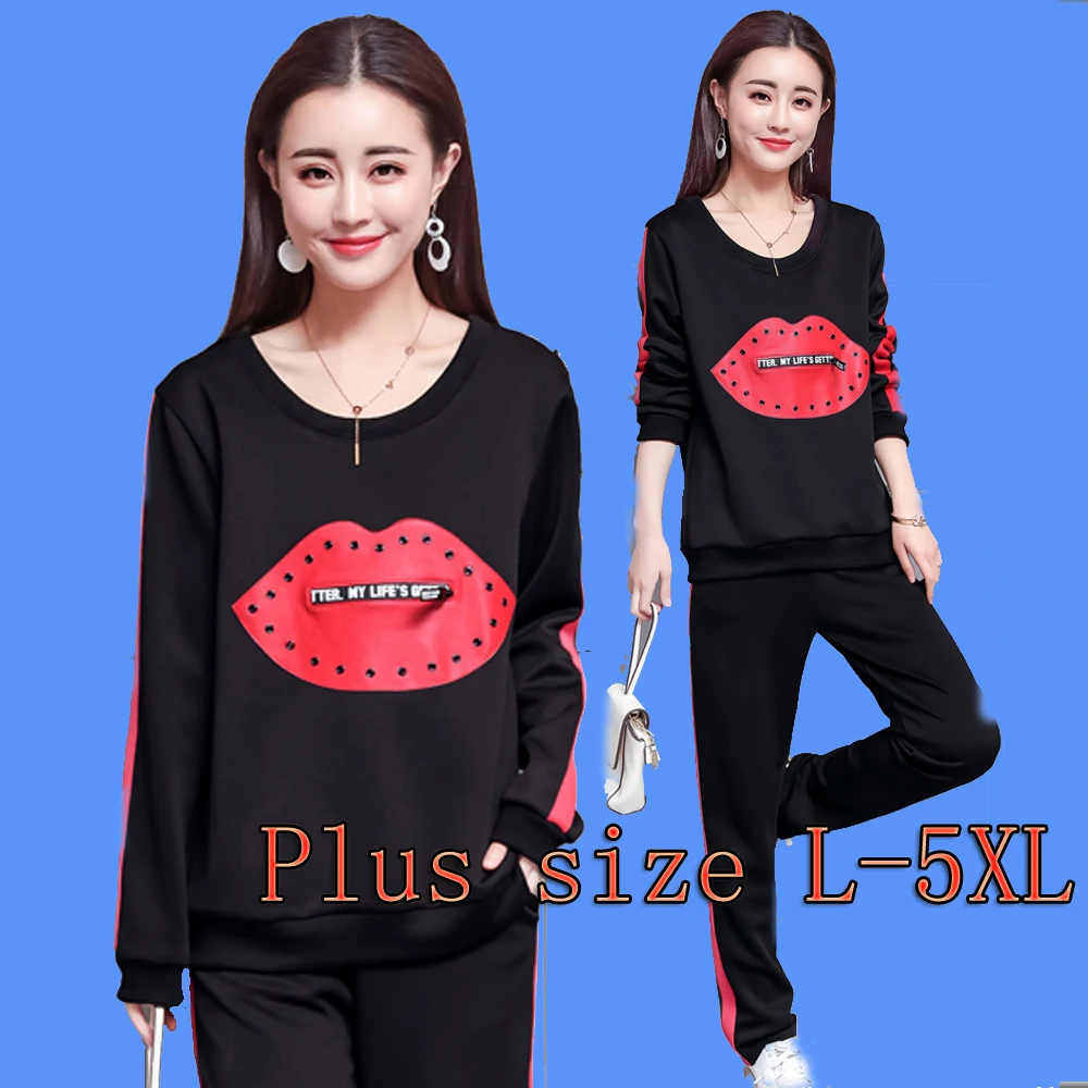 

Winter Autumn Tracksuit for Women Outfit Sportswear Co-ord Set 2 Piece Plus Size Large Big 4XL 5XL Top and Pant Suits Clothing