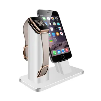 

2 Stand Aluminum Charging stand Dock Station Support For Apple Watch NightStand Mode for iPhone 5/6/ 7 Plus FreeShipping Sliver
