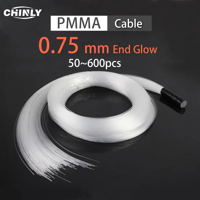 End Glow Fiber Optic Light 0.75mm PMMA Plastic Cable for all kind LED Light Engine Machine DIY Starry Sky Effect Decorative Home