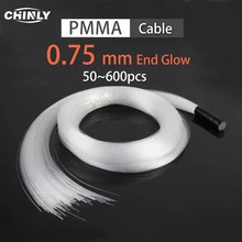 End Glow Fiber Optic Light 0.75mm PMMA Plastic Cable for all kind LED Light Engine Machine DIY Starry Sky Effect Decorative Home decoration twinkle stars effect 16w rgb w fiber optic lights led light engine top pmma optical fibers mix size wireless control