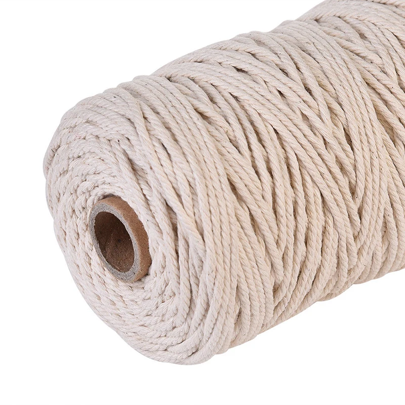 

1mm-3mm Natural Beige Cotton Twisted Cord Rope Craft Macrame Artisan String for Home Handmade Garment Accessories Craft Projects