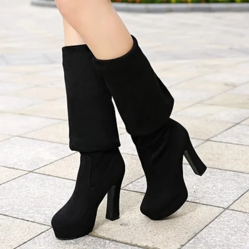 

2018 autumn and winter over the knee long tube super high-heeled elastic boots solid color fashion personality boots