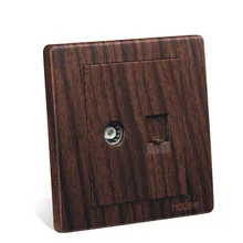 Переключатель розетку Панель 86-Тип древесины-Цвет сетевой кабель и кабель ТВ разъем Розетки с ТВ гнездо, pc 220 В 10A