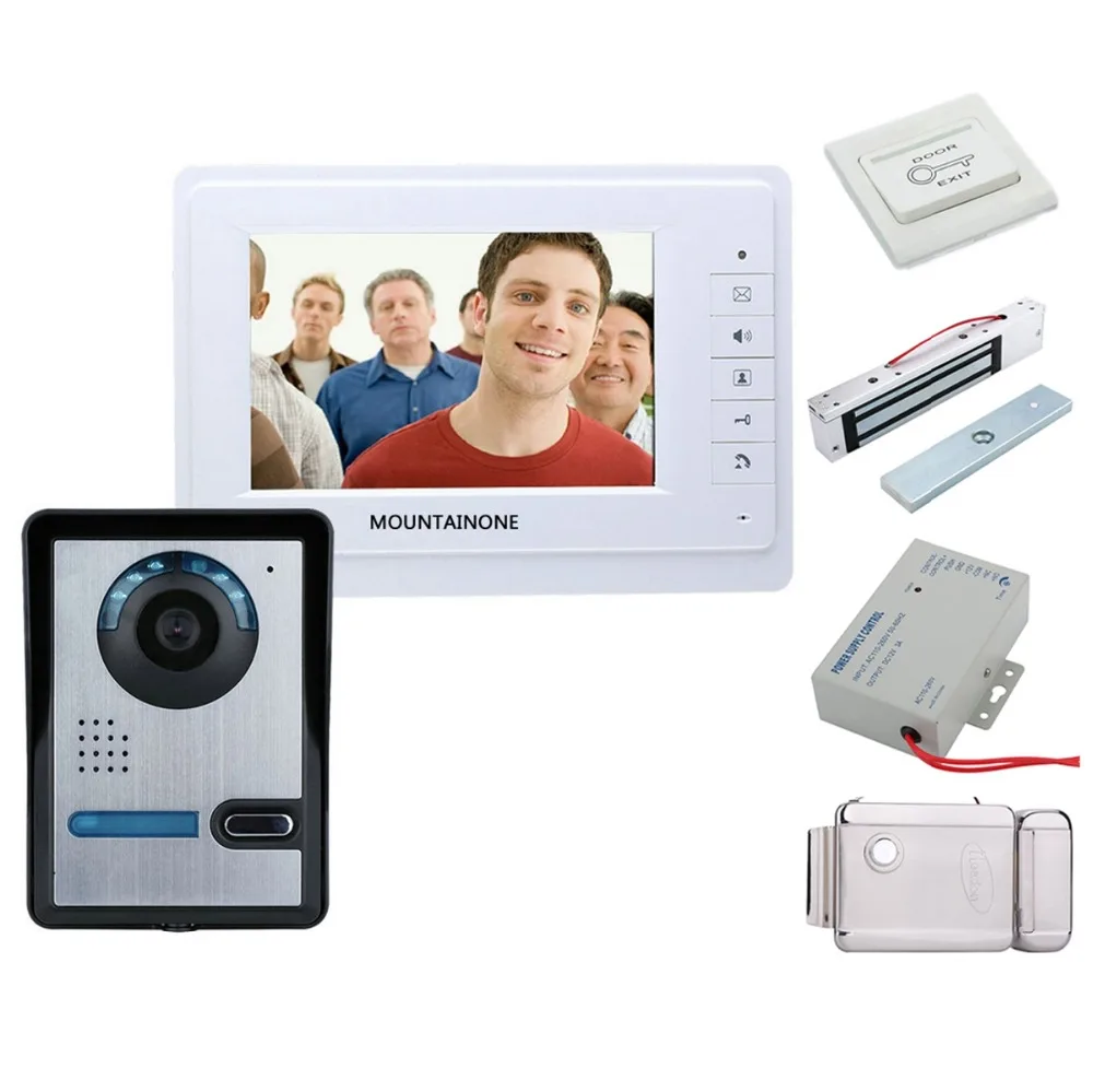 

Home 7 inch LCD Color Video door phone Intercom System Weatherproof Night Vision Camera 1to1 With Electric lock-control