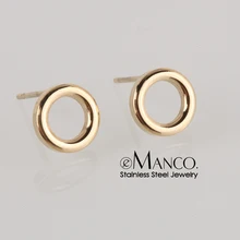 E-Manco, трендовые серьги из нержавеющей стали, минималистичные маленькие круглые серьги, корейский стиль, серьги-гвоздики для женщин, модное ювелирное изделие, подарок