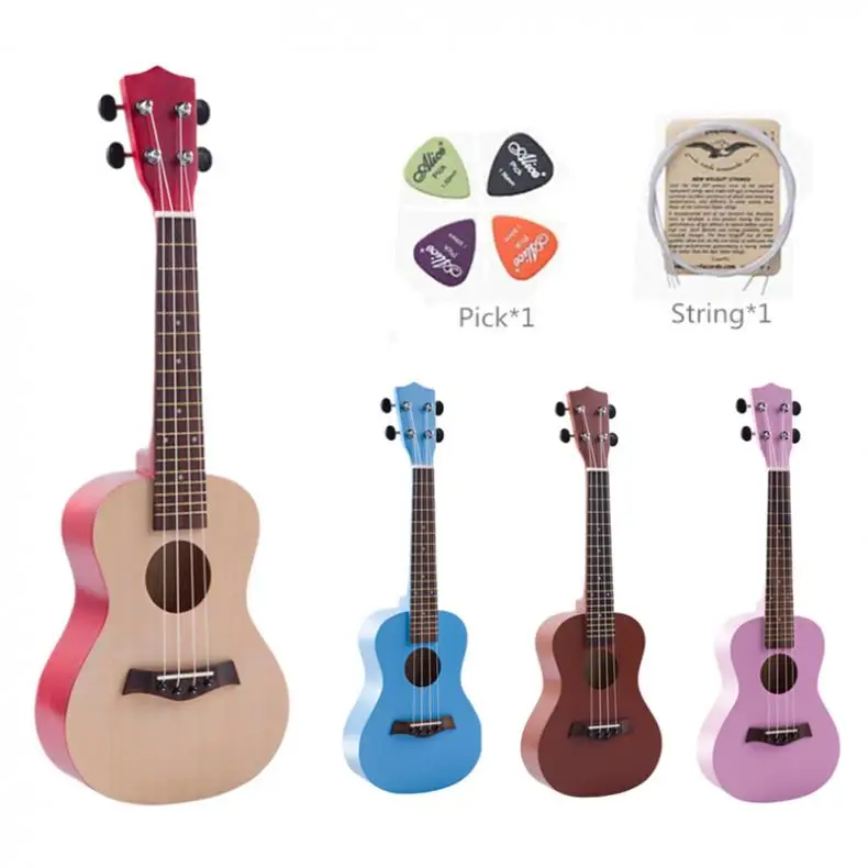 23 Inch Basswood Ukulele Hawaii 4 String Guitar Ukelele with Nylon Strings Pick for Beginner