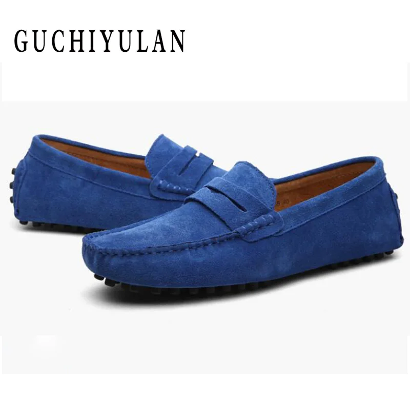

Chaussures Hommes Breathable men casual shoes leather high quality men shoes plus size 48 46 47 brown blue Moccasins men loafers