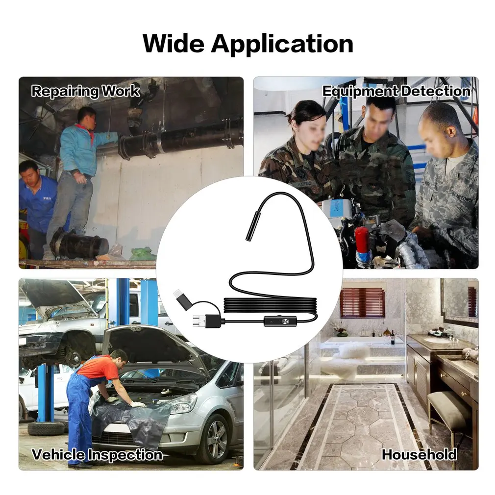 

8mm Snake Scope Endoscope Waterproof Inspection HD Camera Boroscope For Andorid Windows Mac OS 3.5m Flexible Cable USB 6 LED