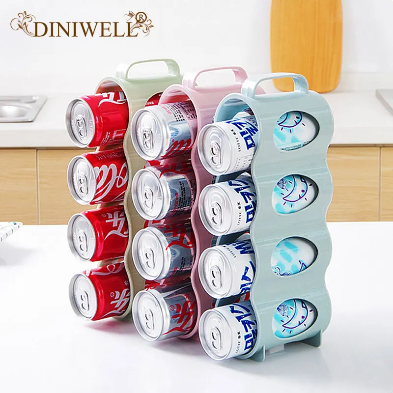 DINIWELL PP Refrigerator Organizer Beer Coke Shelf Racks Kitchen Drinks Storage Holder Cans