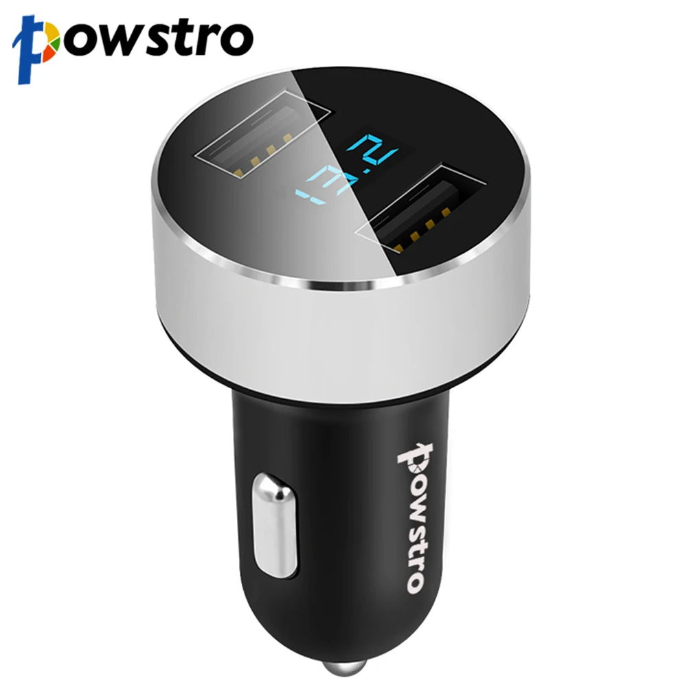 

Powstro 5V/3.1A Universal USB Car Charger Dual USB Port Adapter Charger LED Display Voltmeter Current for Tablet Mobile Phone