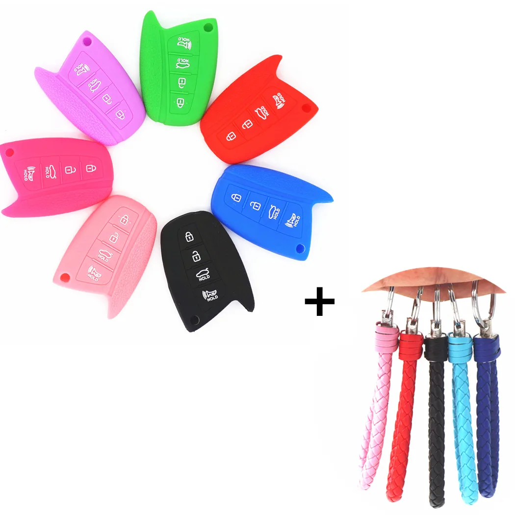 WFMJ Silicone 4 Buttons Keyless Smart Remote Key Chain Cover Bag