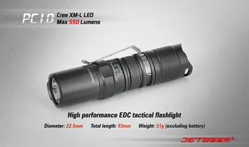 

Free Shipping Original JETBEAM PC10 Cree XM-L T6 LED 550 lumens flashlight daily EDC torch Compatible with CR123 battery