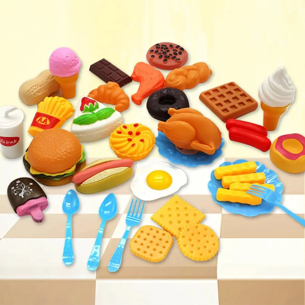 RCtown набор пластиковой посуды для чая игровой Набор Мини Гамбург картофель фри хот-дог мороженое Кола еда игрушка для детей ролевые игры подарок zk35