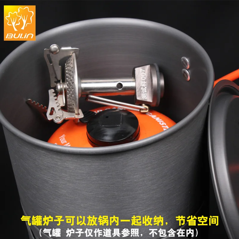 Bulin 2.1L Camping Intercambiador de Calor Pot portátil al aire libre Picnic utensilios calentamiento rápido hervidor mango plegable olla 2-3 persona Bulin 2.1L Camping Intercambiador de Calor Pot portátil al aire libre Picnic utensilios calentamiento rápido hervidor mango plegable olla 2-3 persona