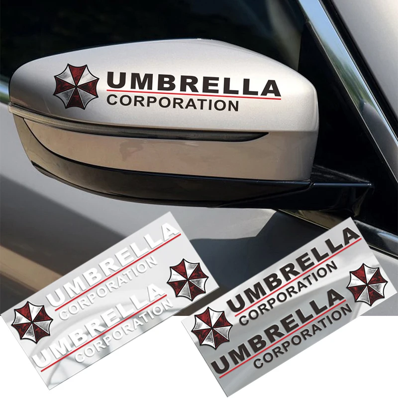 

2pcs/lot Car styling Resident Evil Universal Car Rearview Mirror Stickers Umbrella Corporation Waterproof Emblem Badge Sticker