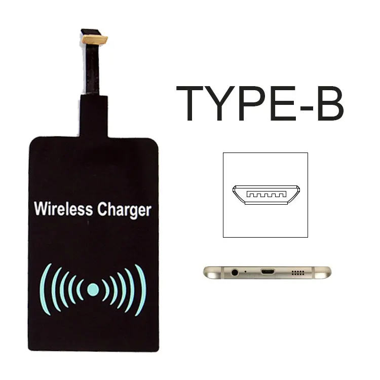 Беспроводное зарядное мини-устройство приемник зарядная приемная площадка переходник катушки Pad Android type-C для iPhone 5S 6 6 Plus 7 Plus для samsung - Цвет: For Android type B