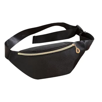 

Casual Chain Lychee Leather Fanny Pack Waist Bag Casual Waterproof Antitheft Women Walking Shopping belt Multi-function Bag hot