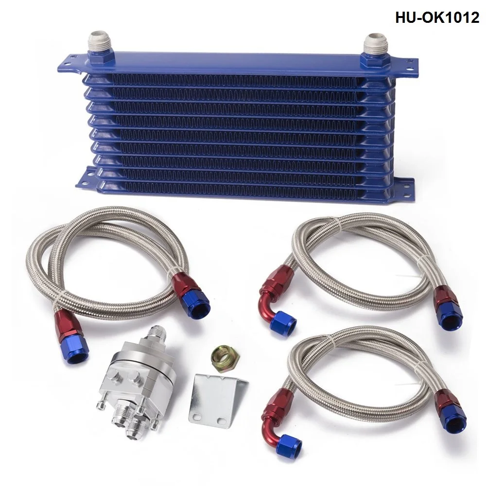 UNIVERSAL 10 ROW OIL COOLER KIT WITH OIL FILTER RELOCATION KIT FOR