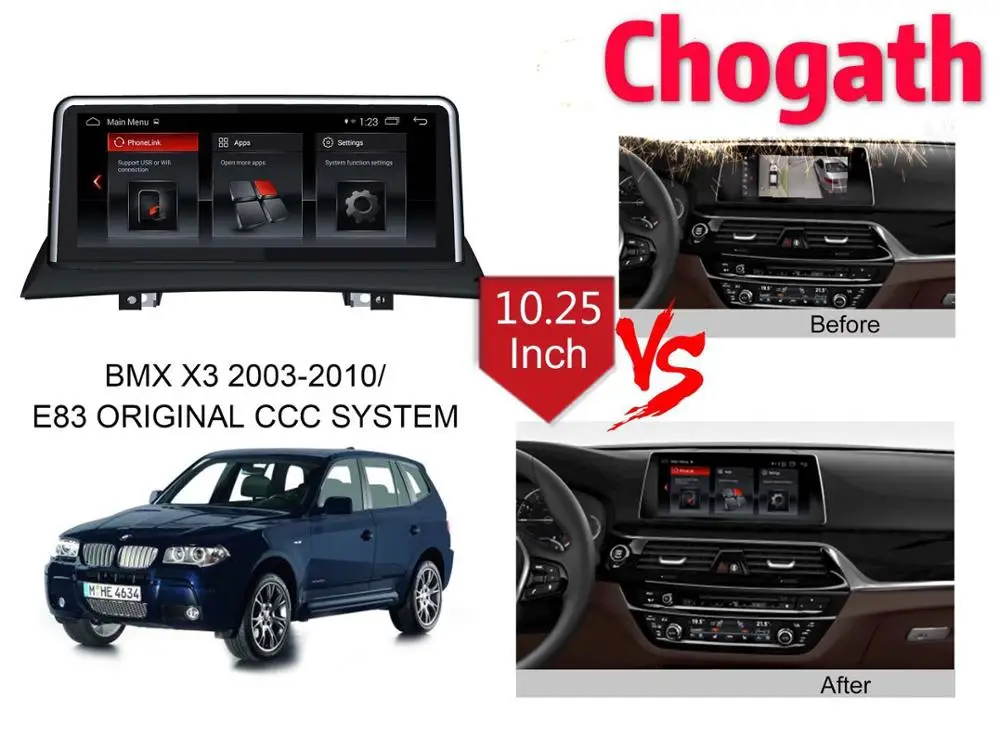 

ChoGath 10.2'' car Multimedia Player Quad Core Android 8.0 Car Radio for BMW X3 2003-2010/ E83 ORIGINAL CCC SYSTEM