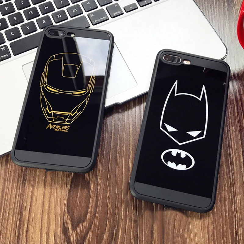 JAMULAR-Cartoon-Batman-Iron-Man-Printing-Mirror-Cases-For-iPhone-X-7-Plus-Soft-TPU-Back-(2)