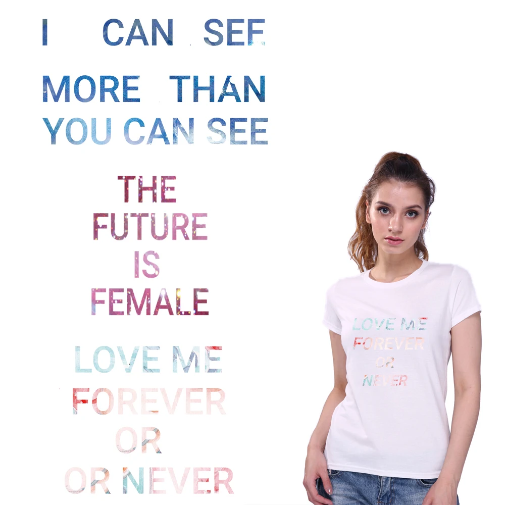 

INS Hot Sale Heat Transfer Iron on Stickers Word Patches for Clothes T-shirt I Can See More Than You Can See DIY Appliques