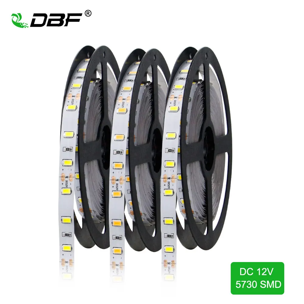 Гибкая светодиодная лента [DBF]SMD 5730 60 светодиодов/м 300 светодиодов 3000K/6000K/6500K 12 В