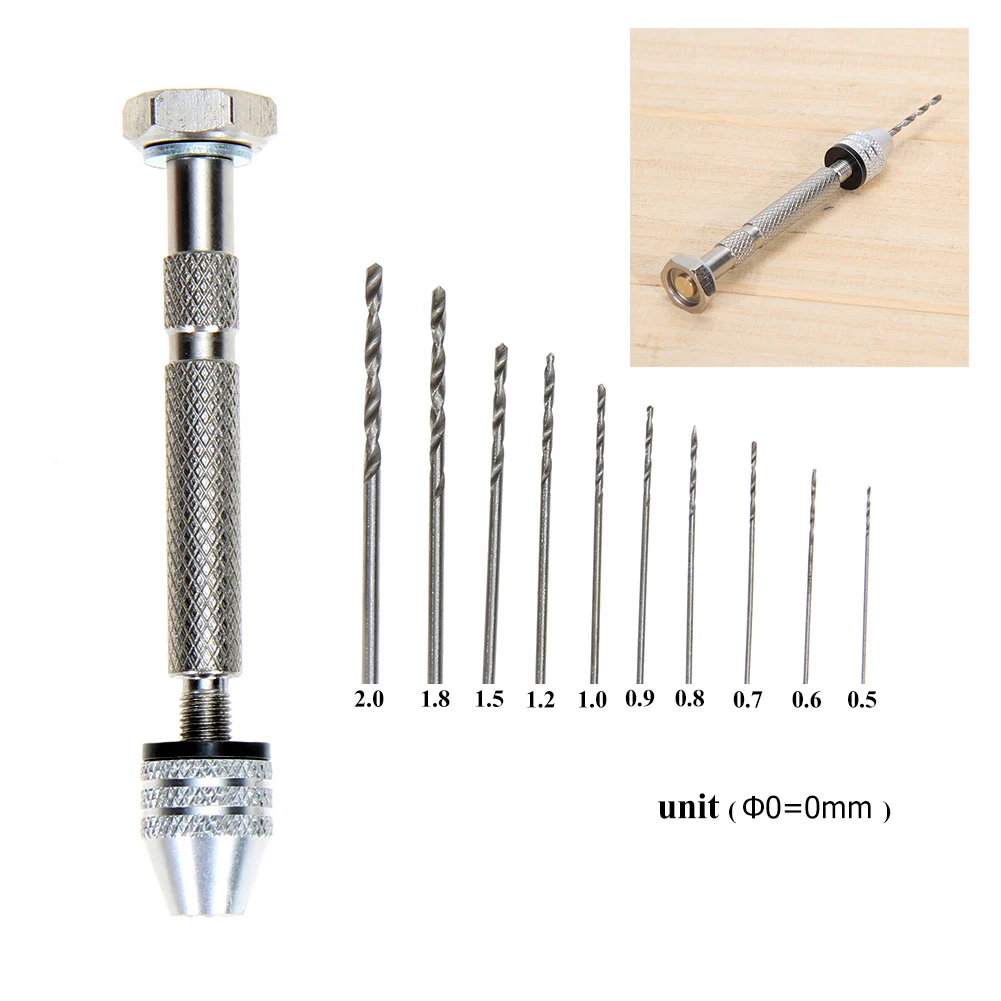 High Quality Mini Micro Aluminum Hand Drill With Keyless Chuck +10x