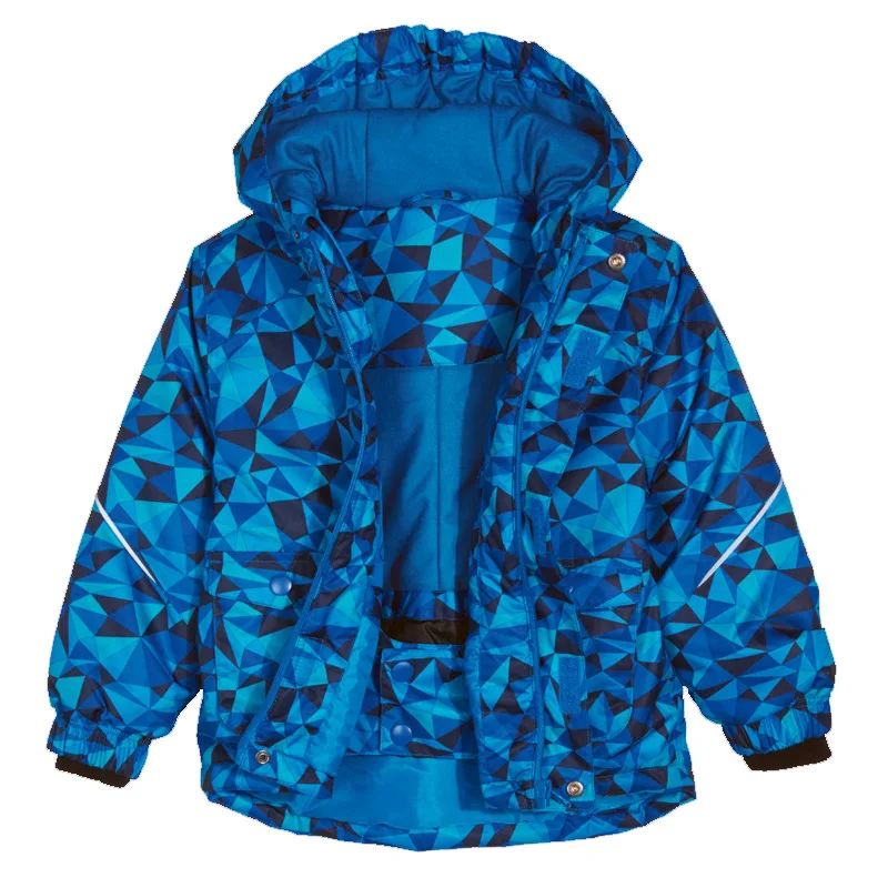 Autumn and winter new outdoor windproof waterproof warm boys and girls cotton padded hiking ski jacket ski suit cotton coat - Цвет: one