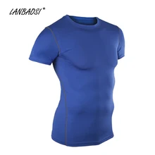 LANBAOSI быстросохнущая Мужская баскетбольная майка, облегающая, стрейчевая, короткий рукав, футболки для бега, фитнеса, тренажерного зала, тренировок, спортивные топы