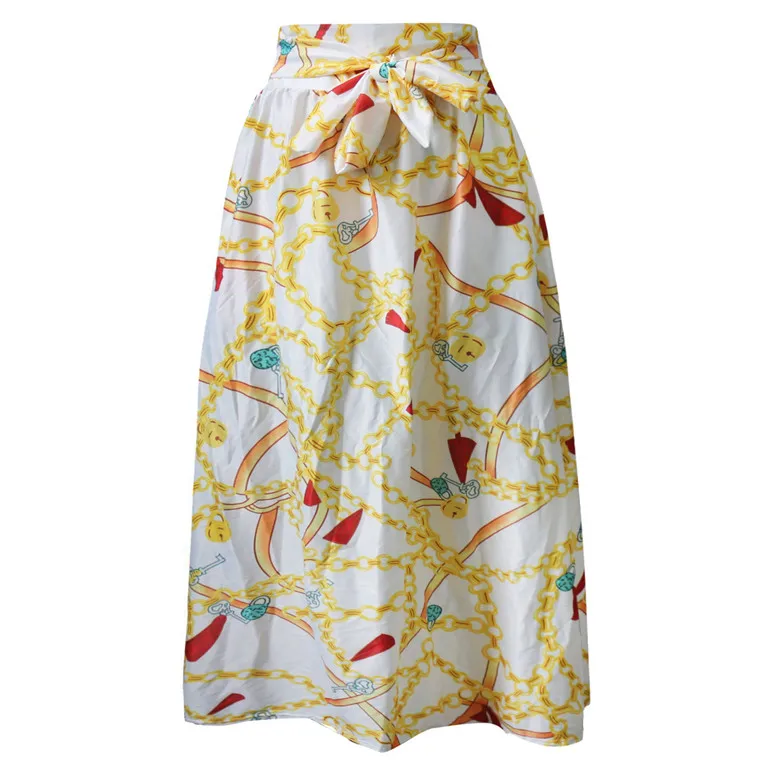 Neophil Винтаж Африканский принт плиссированные мусульманские женские длинные макси юбки размера плюс длина в пол Высокая талия Jupe Longue Femme MS1720 - Цвет: 8