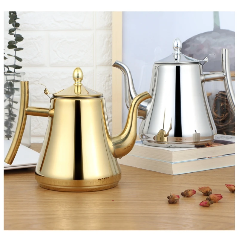 Goedkoop 1L 1.5L 2L Thicken 304 Rvs Waterkoker Inductie Retro Theepot Koffiepot   Zetgroep Zeef Keuken water Boiler