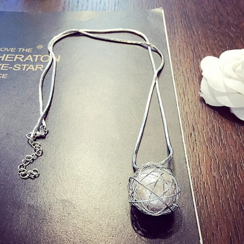 

Fashion Pearl Crystal Necklace Pendant Long Section Sweater Chain Necklace Simple Clothing Accessories Jewelry For Women Gift