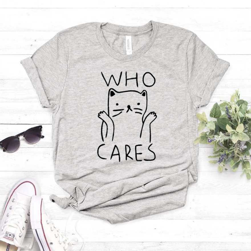 Who Cares Cat Print Women Tshirt Cotton Casual Funny T Shirt For Lady Girl Top Tee Hipster Drop Ship Na 255 T Shirts Aliexpress