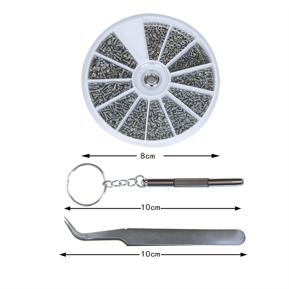 1200 шт крошечные винты Гайка Набор инструментов для ремонта с микро-отвертка и плоскогубцы для микро очков Солнцезащитные очки