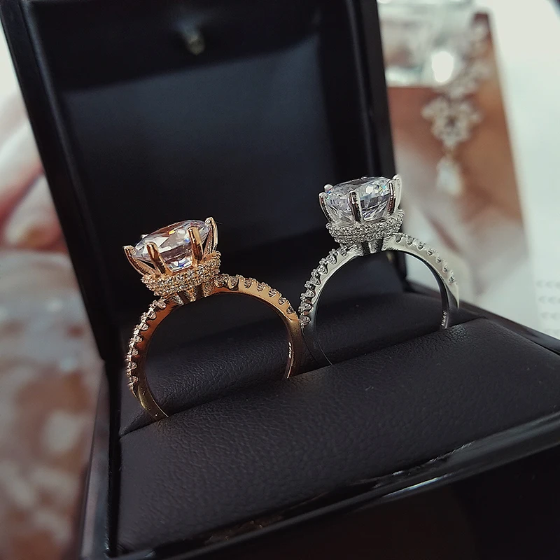

Original arrival real 925 Sterling Silver Ring Finger fashion promise solitaire Ring for Women Jewelry Engagement LR4584S