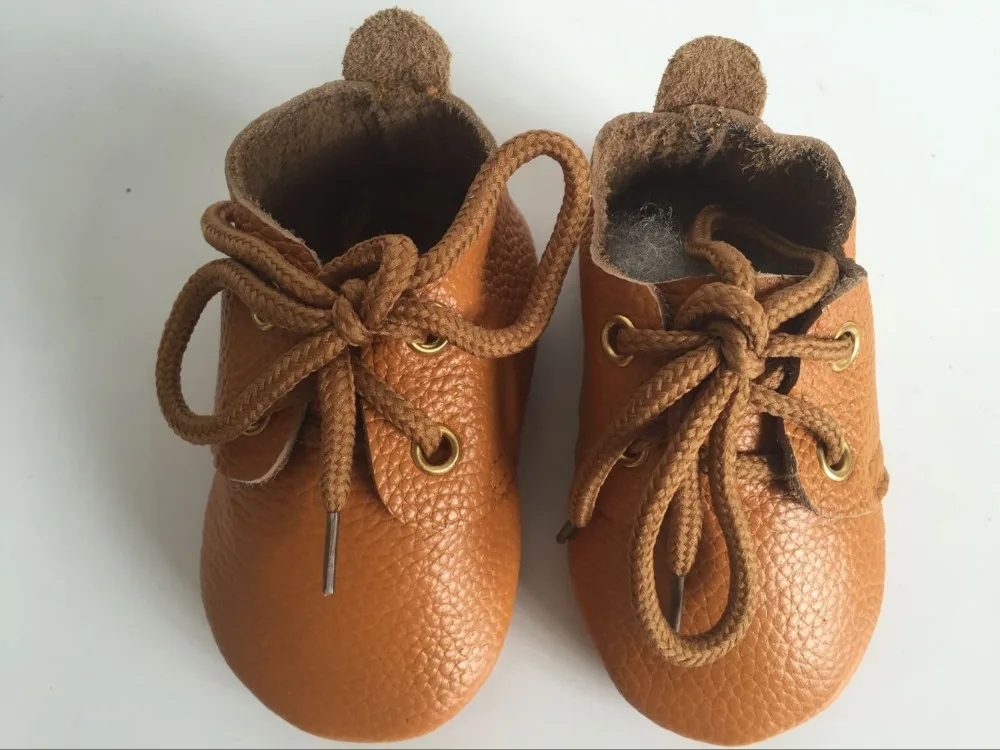 Новый на шнуровке желтый 100% натуральная кожа детские мокасины мягкой подошвой сапоги детские мальчиков обувь малыша обувь бесплатная