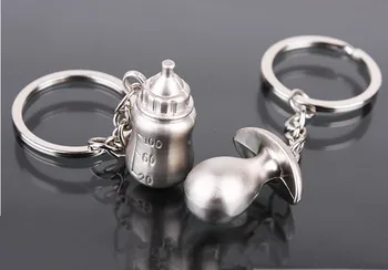 

10PCS/LOT Baptism favors milk bottle pacifier keychain baby shower favors baptism gifts souvenirs