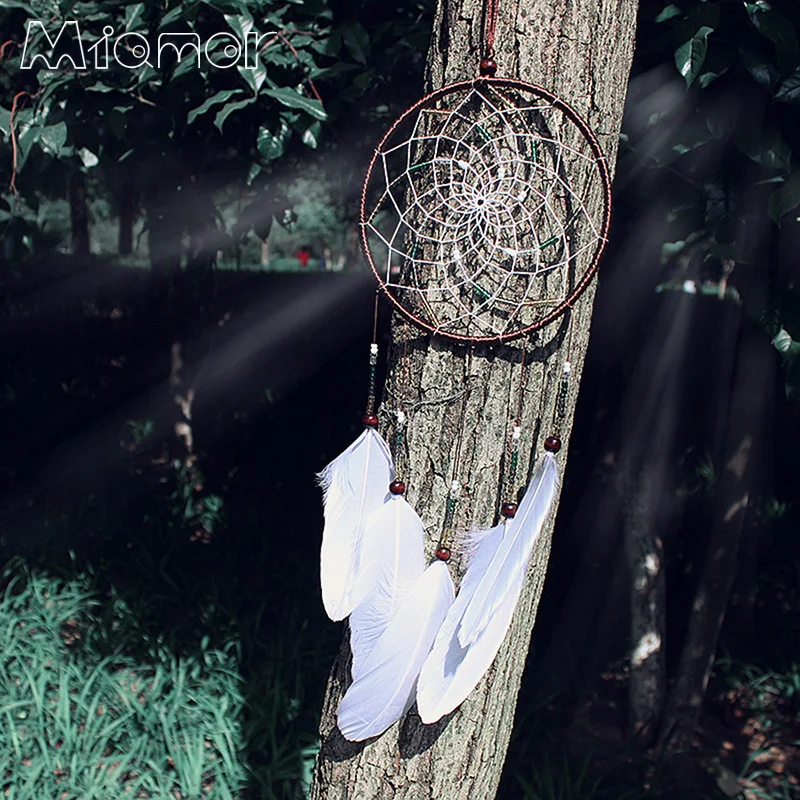 New-Arrive-Vintage-Enchanted-Forest-Dreamcatcher-Handmade-Dream-Catcher-Net-With-Feathers-Decoration-Ornament-Diameter-16cm