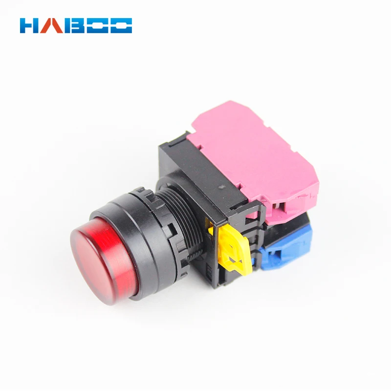 

10PCS/lot HQ22mm high head push button switch with led illuminated DPST on-off switch led lighting latching6V 12V 24V 110V 220V
