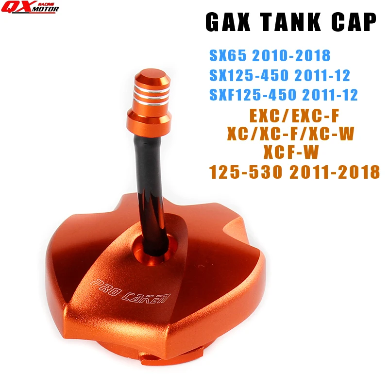 

Keyless Gas Fuel Tank Cap Cover For KTM SX65 SX SXF 125-450 EXC EXCF XC XCF XCW 125-530 HUSQVARNA TE FE 125-501 TX FX 125-450