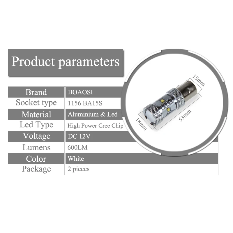 Boaosi 2x1156 P21W 30Вт чип Мощность Автомобильный светодиодный задний Реверсивные задние лампы для volvo xc90 xc60 v70 s80 s40 v60 c30 v50