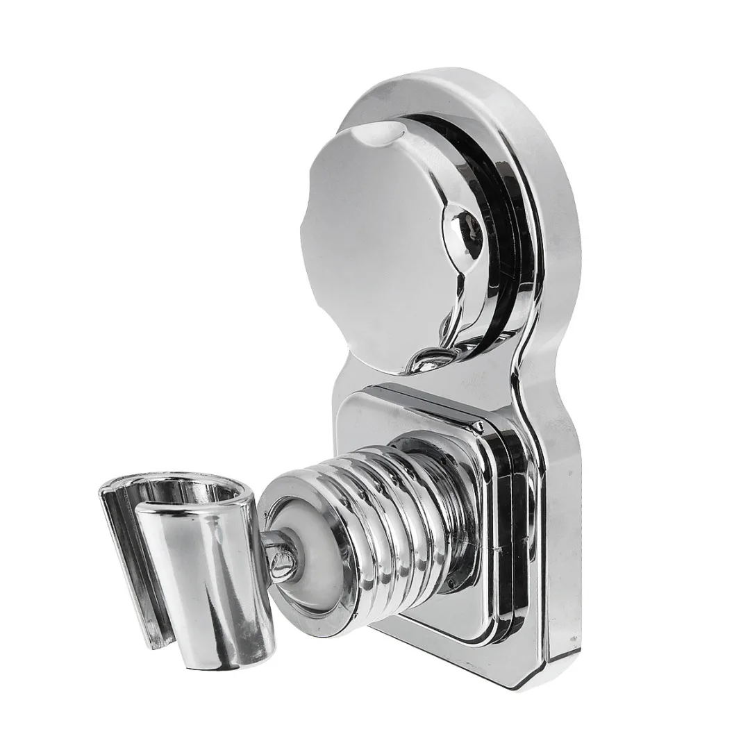 Universal Bathroom Wall Mounted Shower Head Holder Movable Chrome Handset Strong Suction