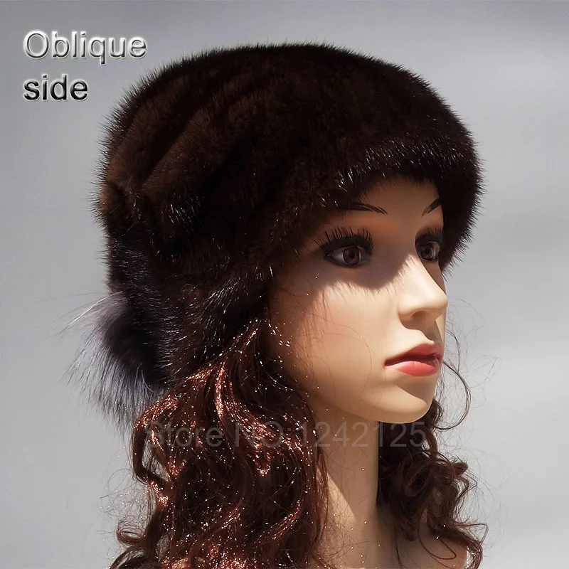 Новые зимние для девочек, женщин реального норки шляпа высокая-конец благородной теплый Silver fox мех орнамент из натуральной норки меховые