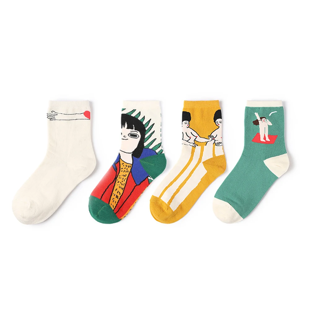 Cartoon Cute Funny Sock Kawaii 1 Pair Unisex Painting Pattern Short