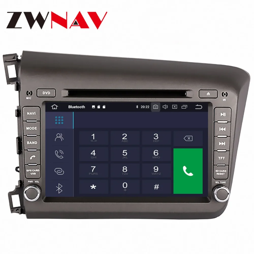 Cheap ZWNAV Android 9.0 Car DVD Player For Honda Civic 2012 2013 2014 2015 Radio Ibiza GPS map Navigation with Mirroring link RDS px5 6