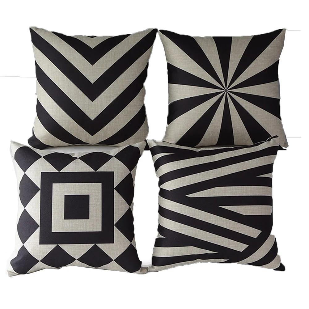 Black and white Pillow Cover Pillow case home composition Linen Pillow Cushion Cover sofa