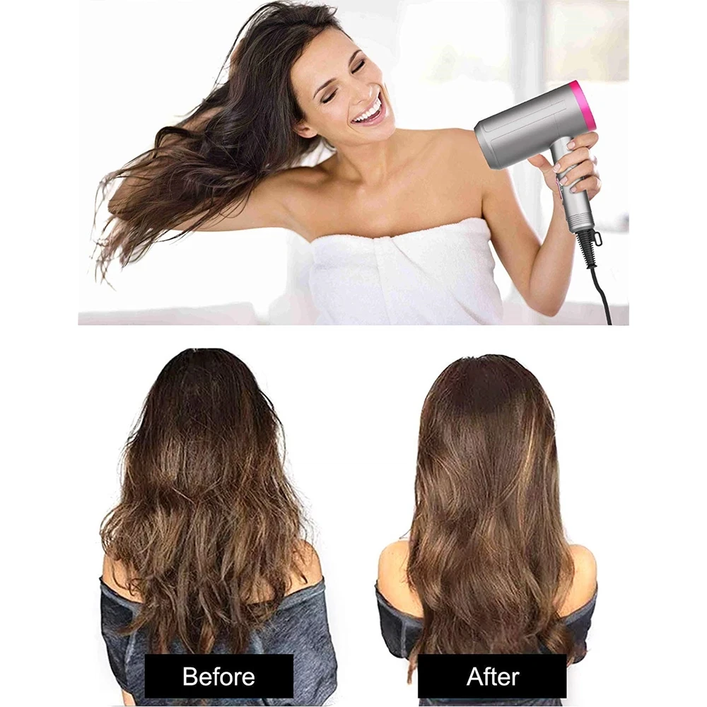 

3 In 1 Hair Dryer volumizer Negative Ions Quick-drying Fan Electric Hair Care High Power 110v & 220v With rechangeable Nezzles