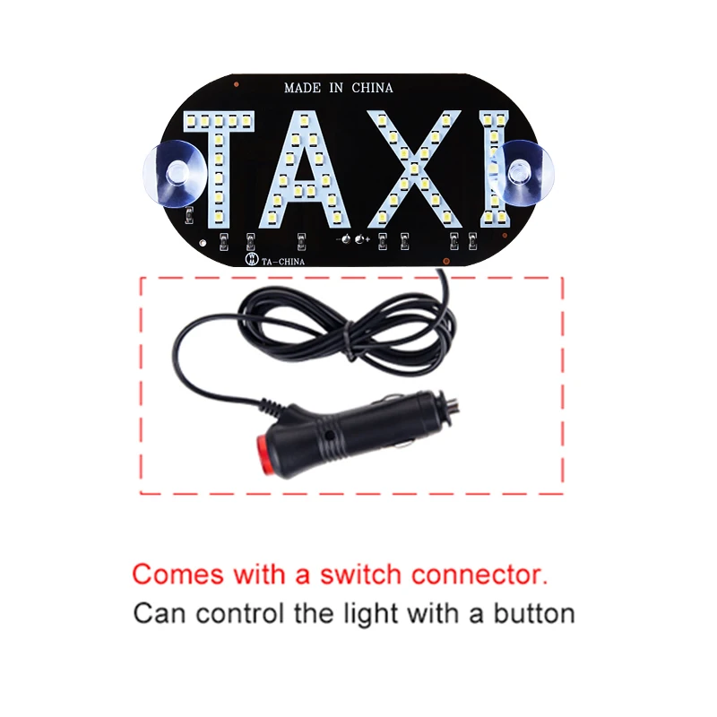 12V Taxi LED Panel Light RGB Auto Windscreen Cab indicator Lamp Inside Light Sign LED Windshield License Plate Taxi Light Lamp