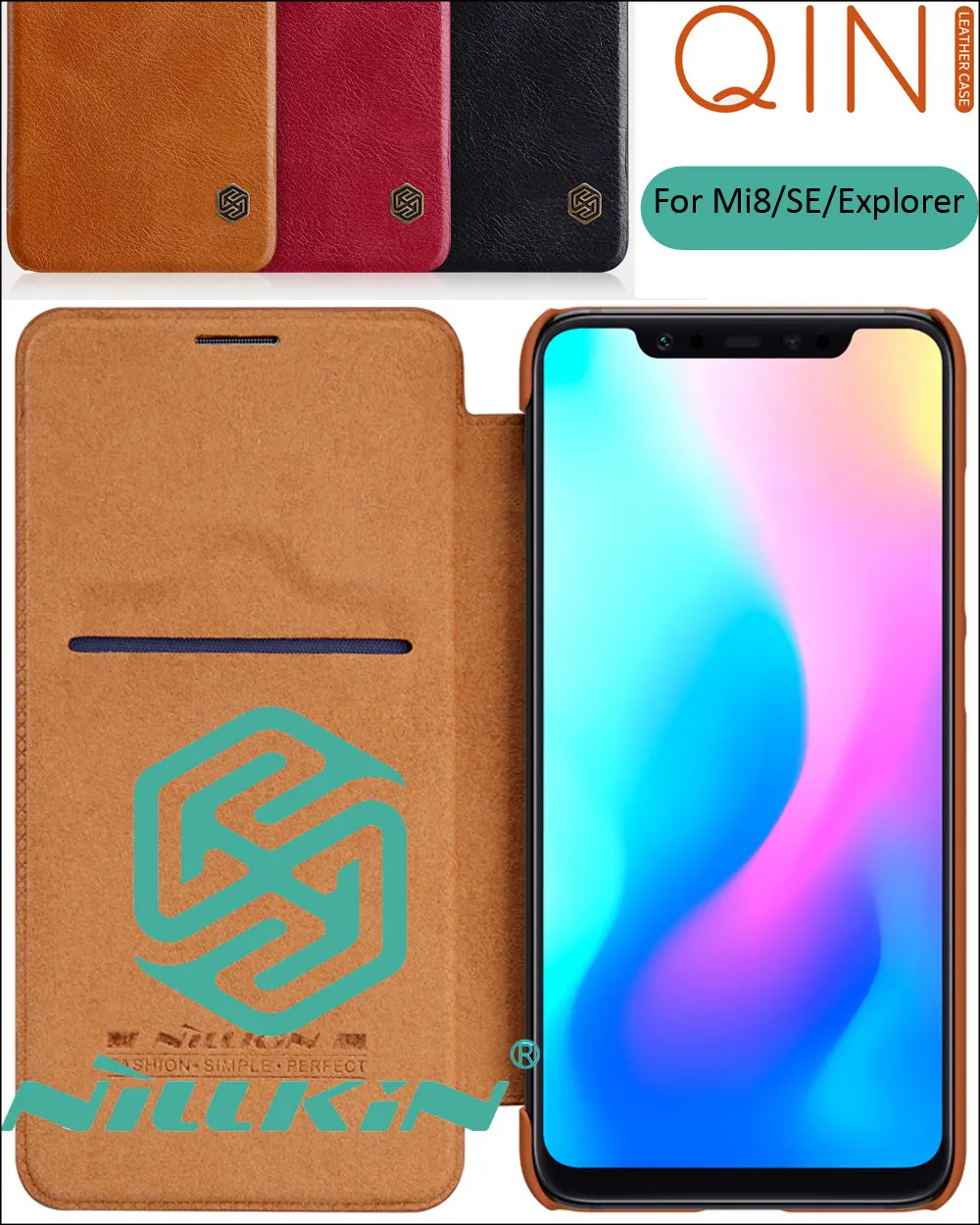 Кожаный чехол-книжка Nillkin Qin для Xiaomi Mi8 Mi 8 | Мобильные телефоны и аксессуары