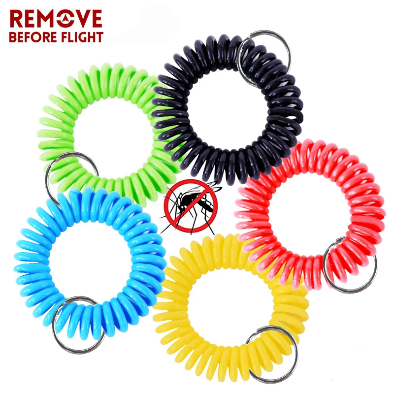 5PCS Color Coil Stretch Wristband Key chain for Mosquito Repellent